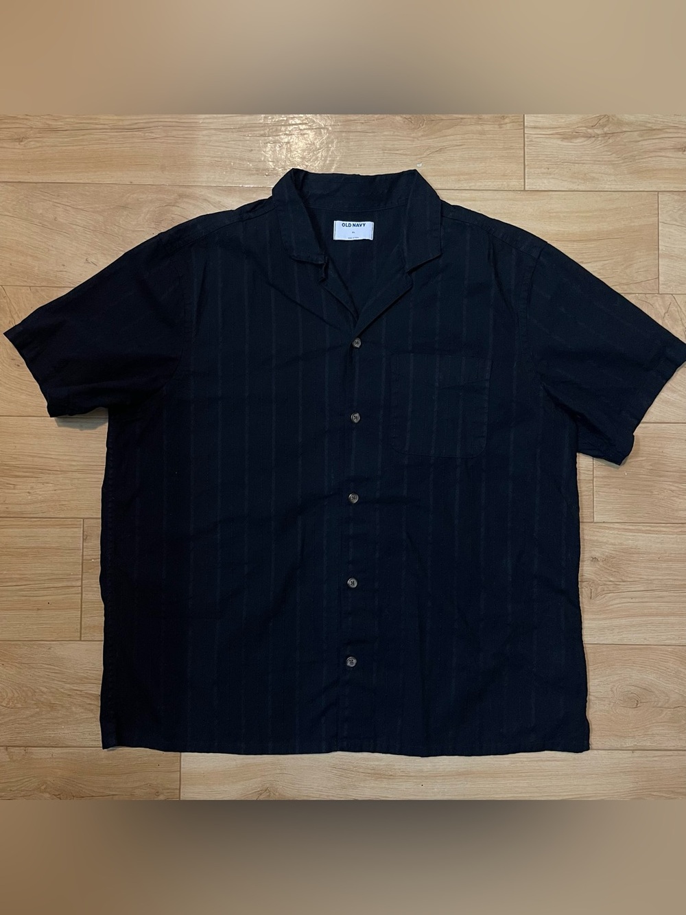 Old Navy Men’s XL Black Cotton Summer Button-Up Short Sleeve Shirt